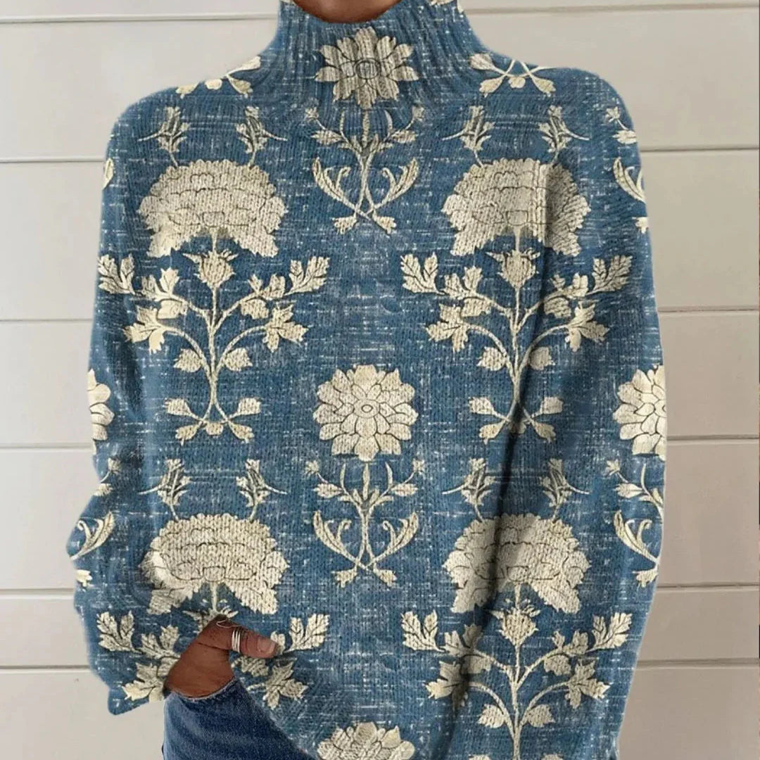 ANGELA | TIMELESS FLORAL TURTLENECK SWEATER